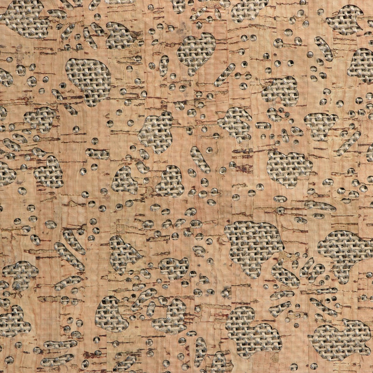 Floral Silver Burlap Backed Pro Lite Cork 5 yards