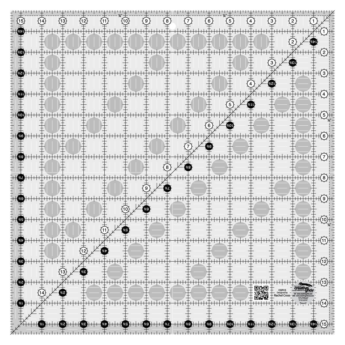 Creative Grids Quilt Ruler 15-1/2in x 15-1/2in Square