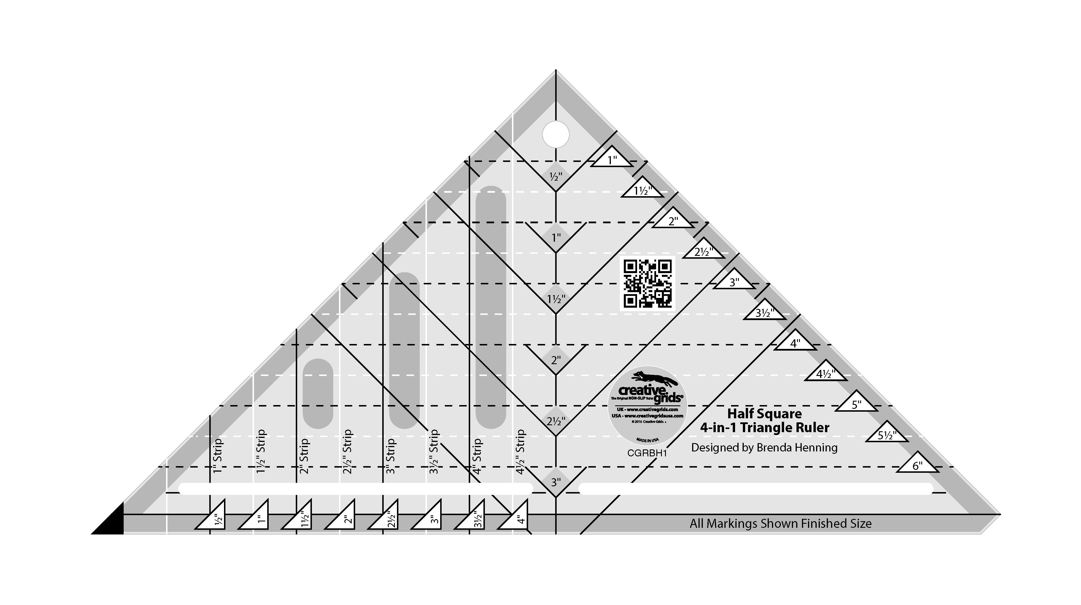 Creative Grids Quilt Ruler Half-Square 4-in-1 Triangle