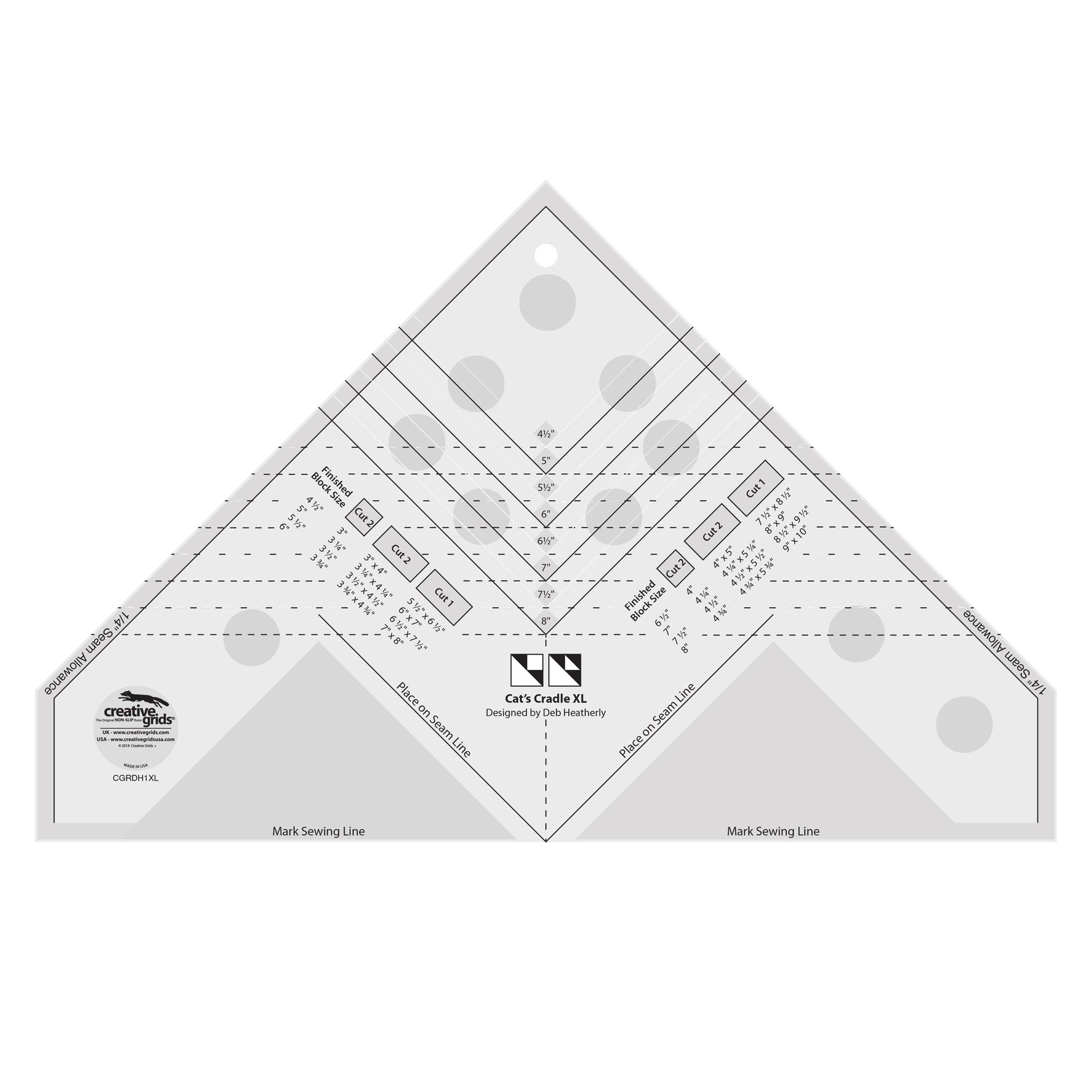 Creative Grids Quilt Ruler Cat's Cradle Ruler XL Tool