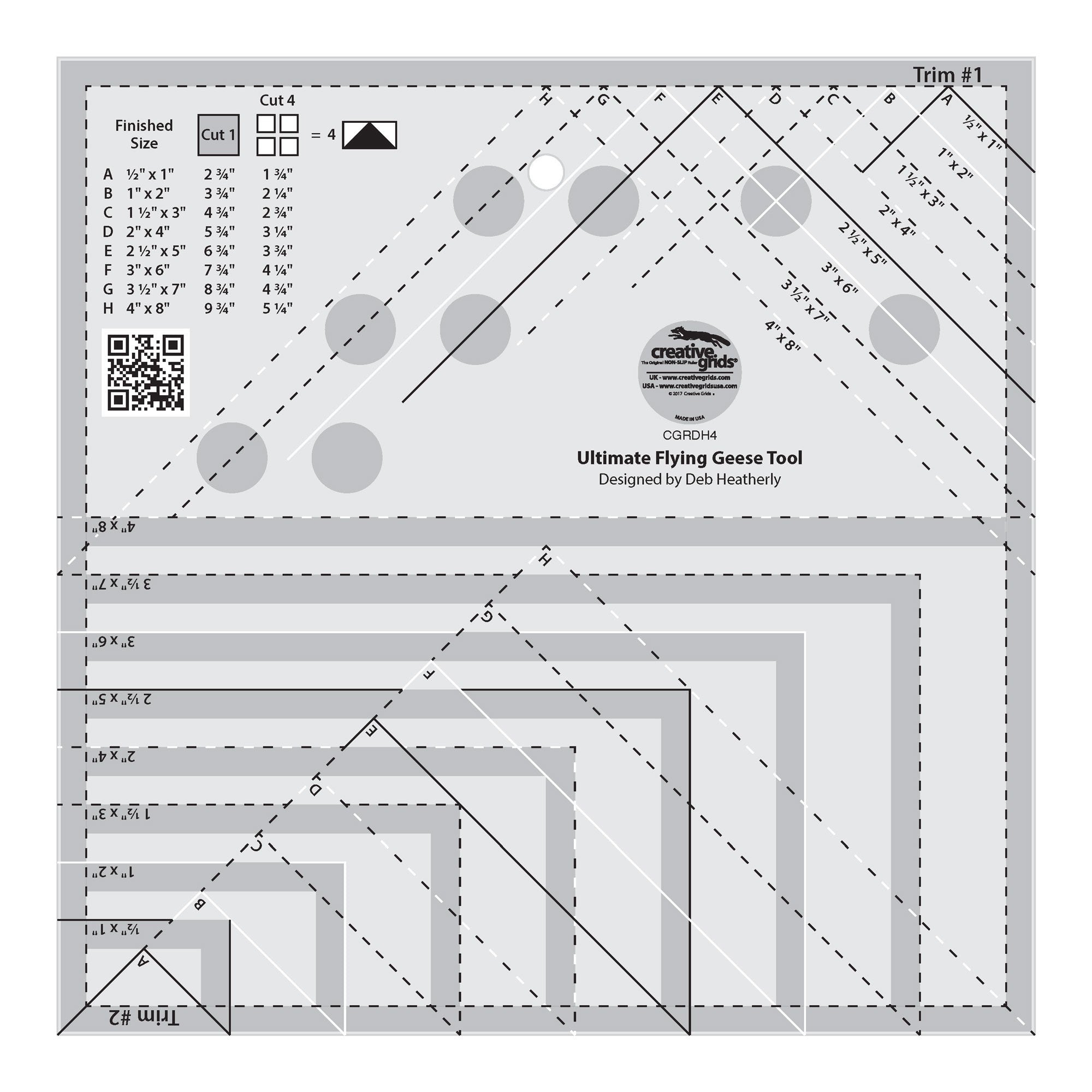 Creative Grids Quilt Ruler Ultimate Flying Geese Tool