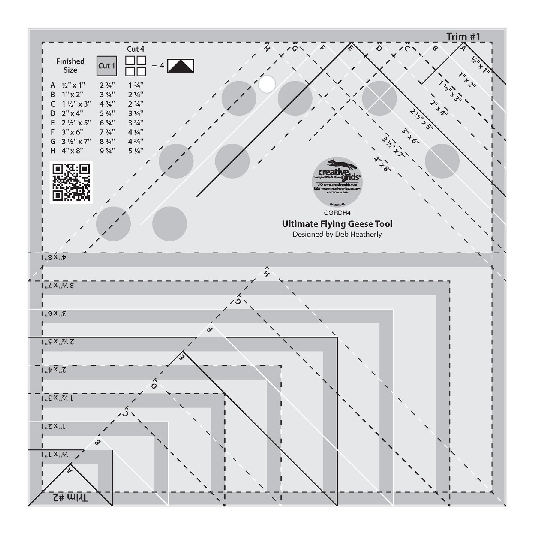 Creative Grids Quilt Ruler Ultimate Flying Geese Tool
