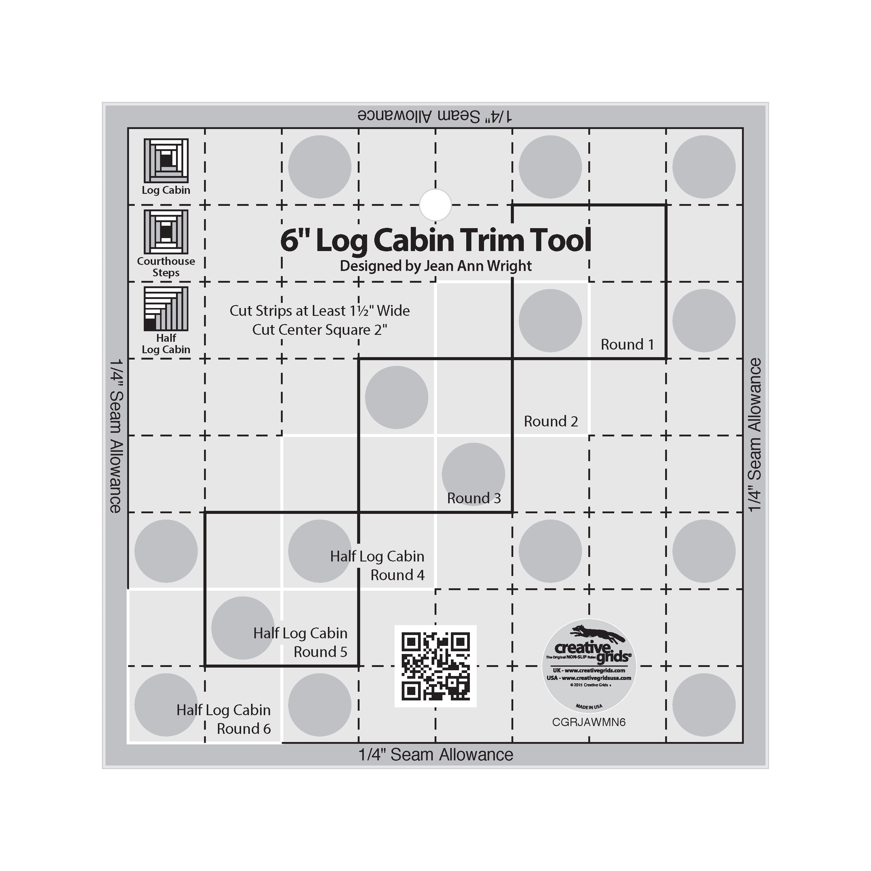 Creative Grids Quilt Ruler 6in Log Cabin Trim Tool