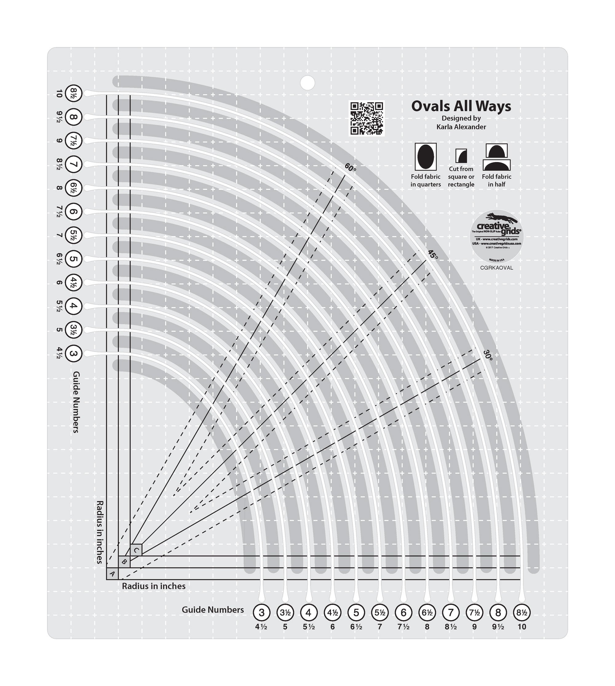 Creative Grids Quilt Ruler Ovals All Ways