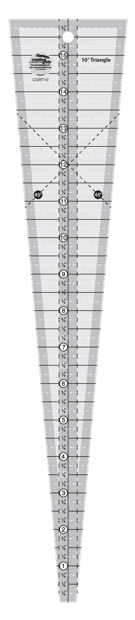 Creative Grids Quilt Ruler 10 Degree Triangle