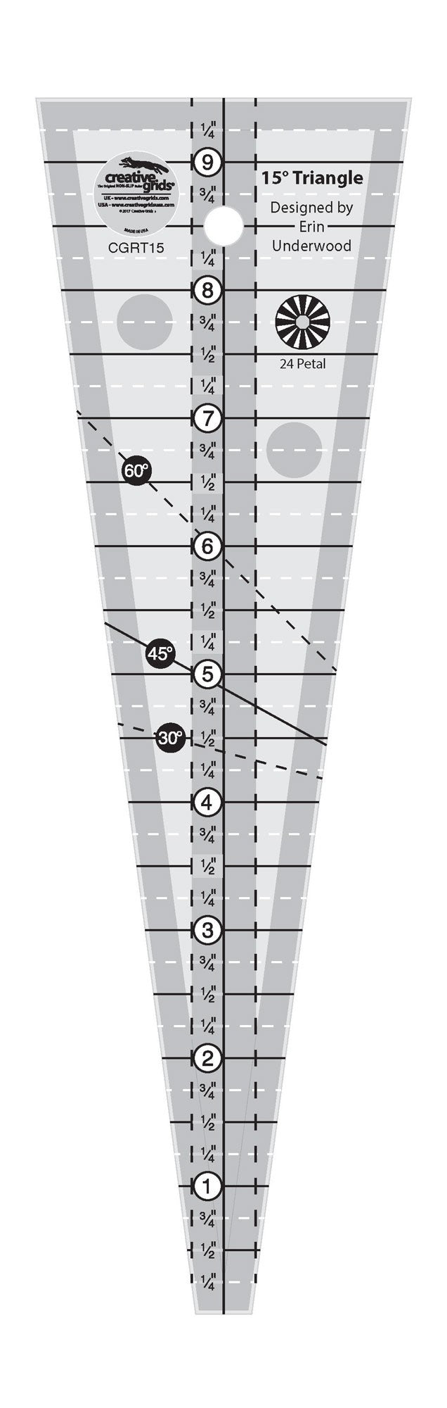 Creative Grids Quilt Ruler 15 Degree Triangle