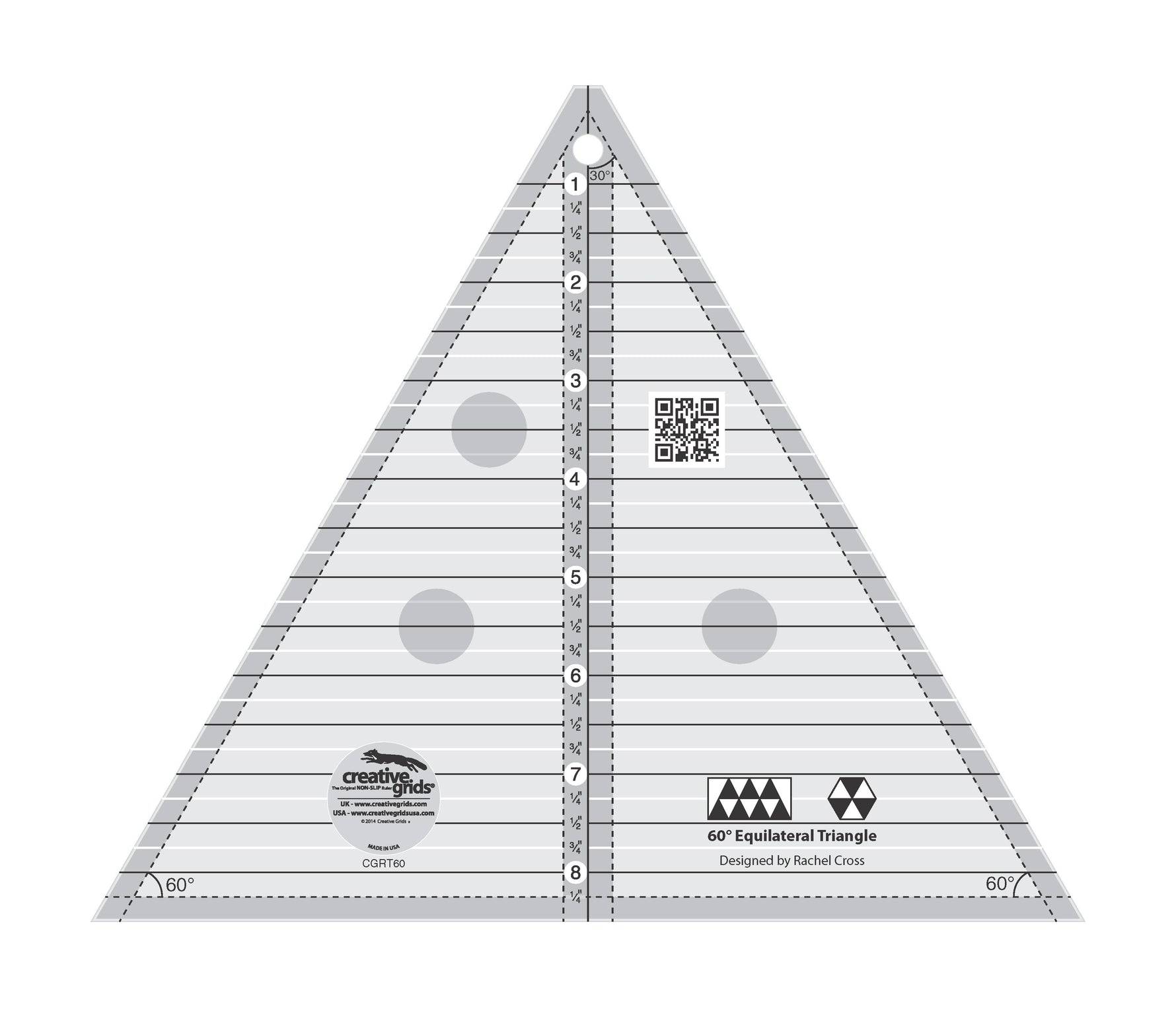 Creative Grids Quilt Ruler 60 Degree 8-1/2in Triangle