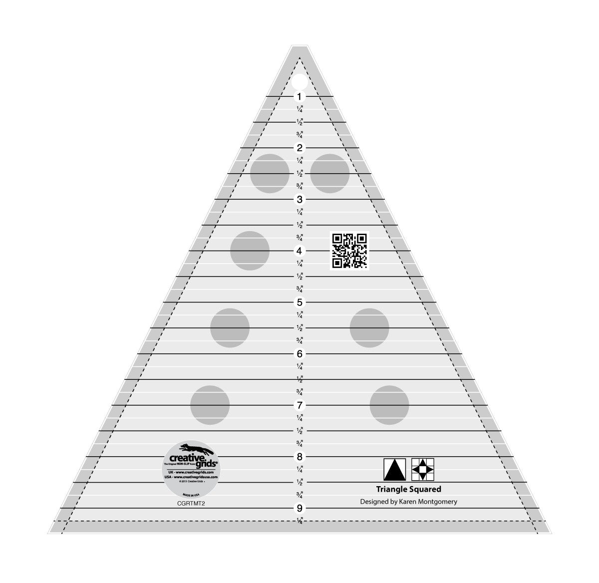 Creative Grids Quilt Ruler Triangle Squared Ruler 9-1/2in Triangle