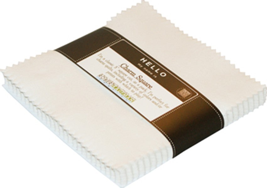 5in Squares Kona Solids Snow Colorway 42pcs