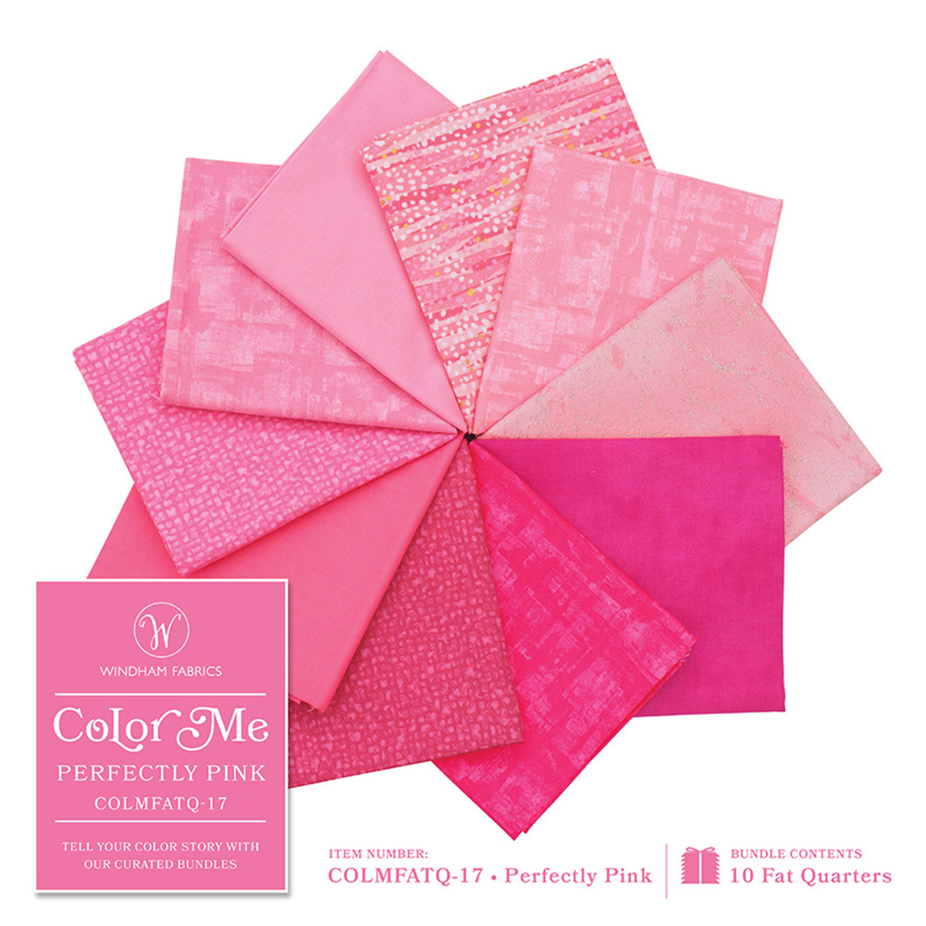 Fat Quarter Color Me Perfecly Pink, 10pcs/bundle
