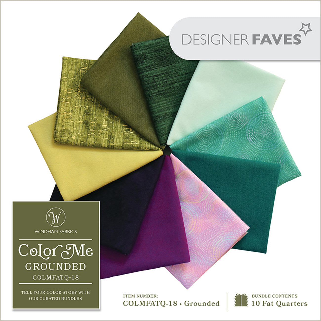 Grounded Color Me Bundles Fat Quarter Bundle, 10pcs/bundle