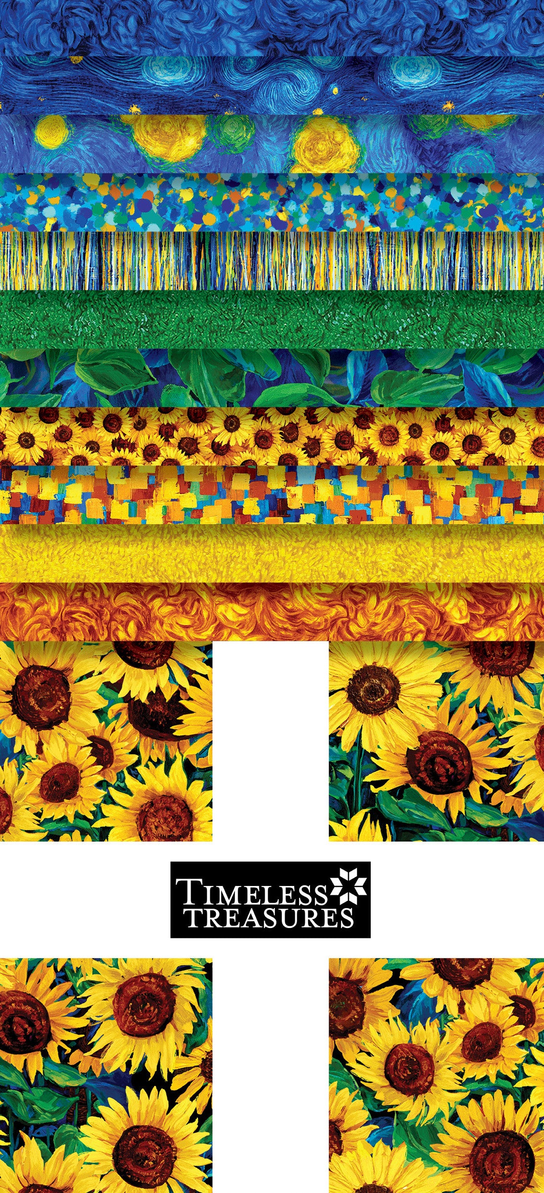 10in Squares Sunflower Symphony, 42pcs/bundle