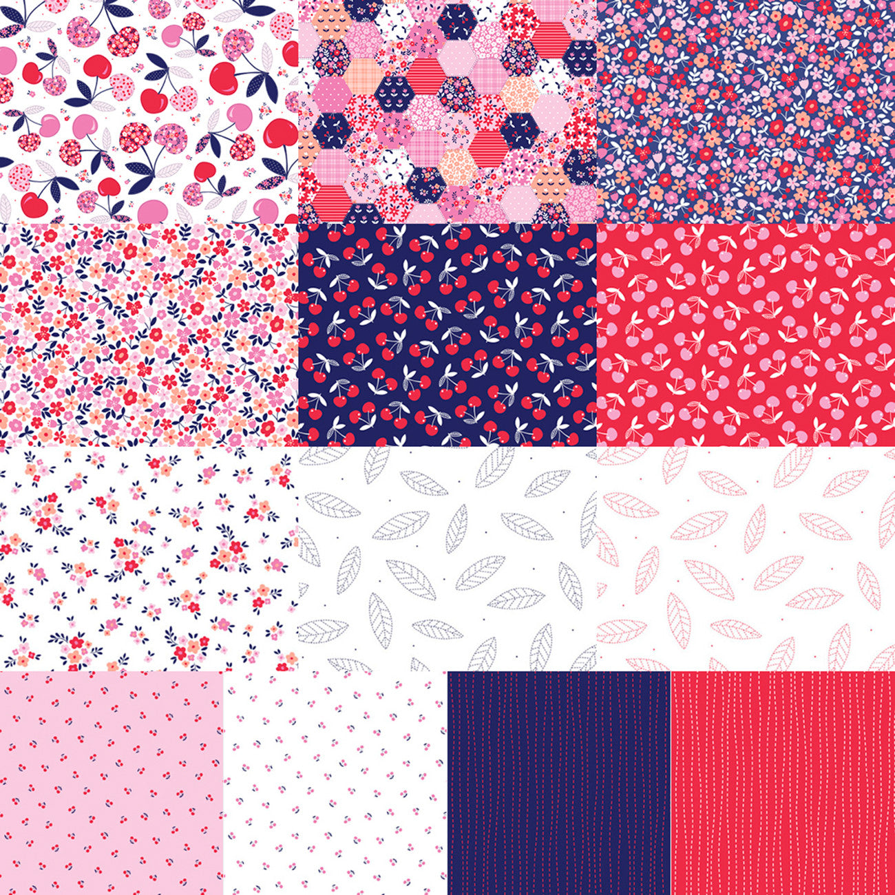 5in Squares Cherry Patch, 42pcs/bundle