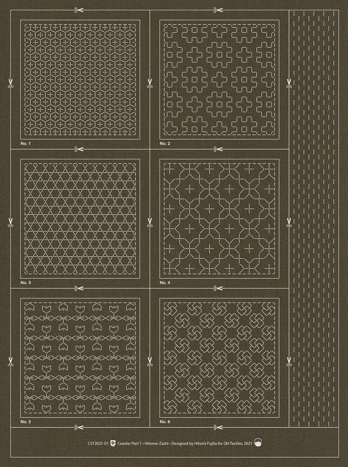 Hitome-Zashi Coaster Pattern 1 Slate