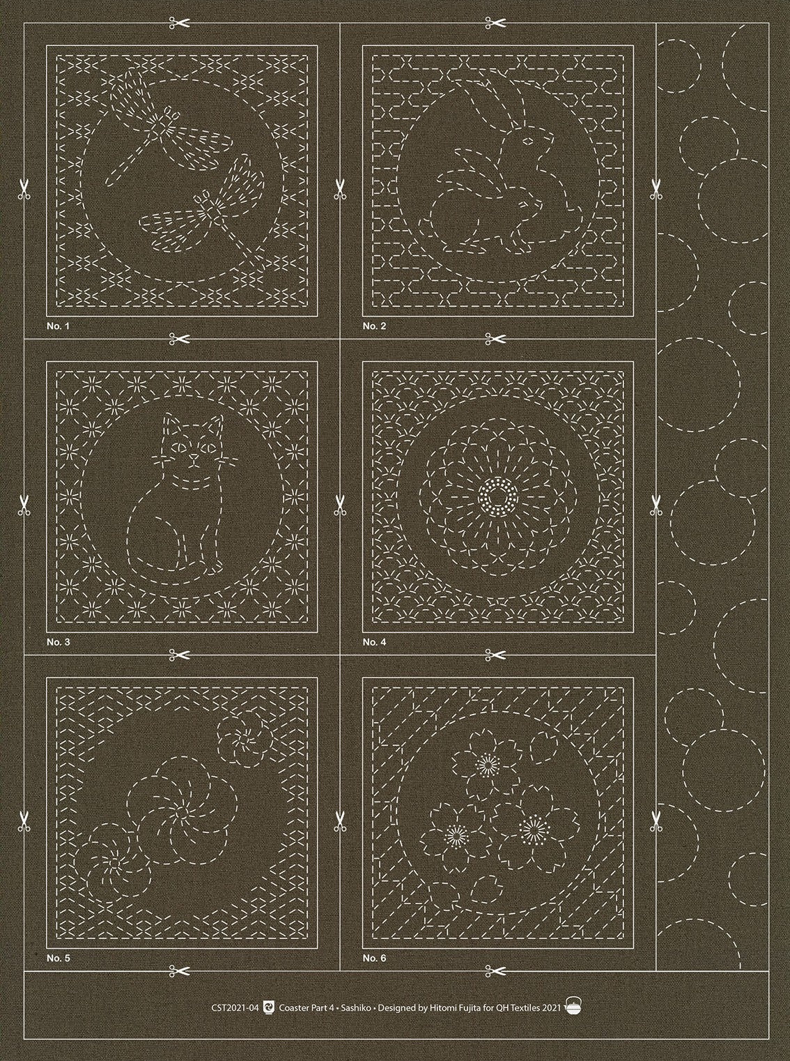 Sashiko Coaster Pattern 4 Slate