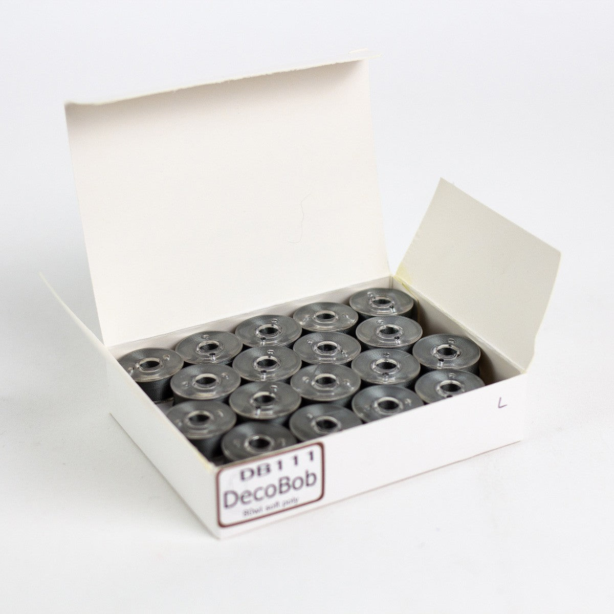 DecoBob Prewound Bobbins Size L 36ct Metal Grey
