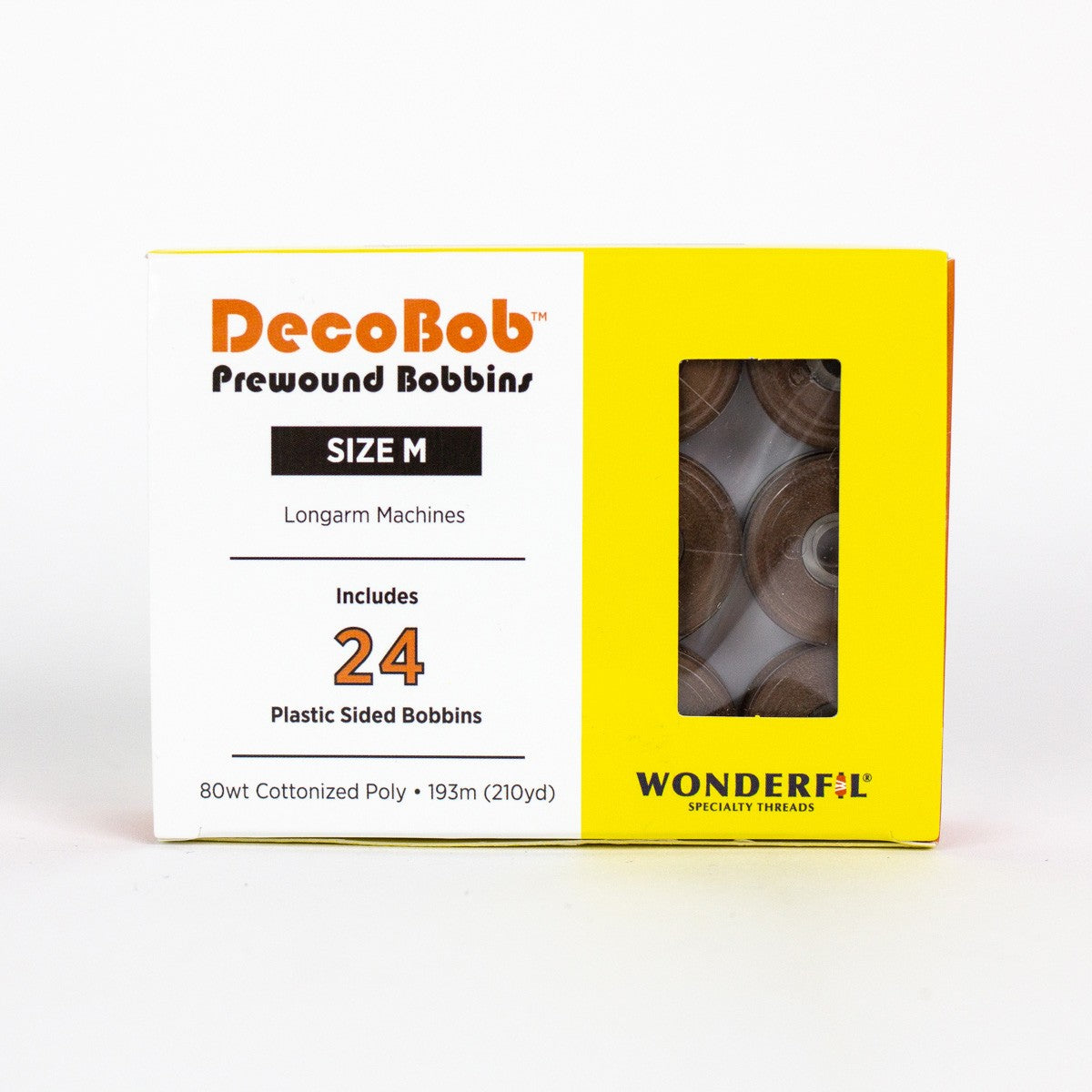 DecoBob Prewound Bobbins Size M 24ct Dark Tan