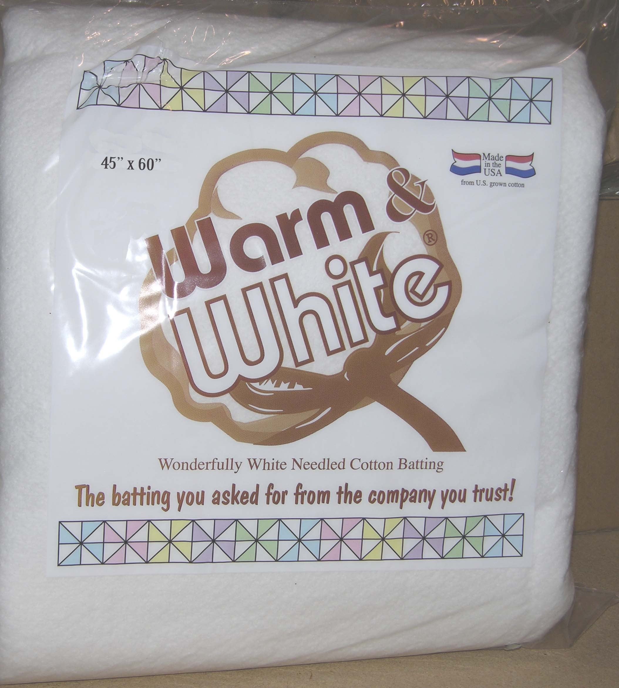 Batting Warm & White Cotton 45in x 60in