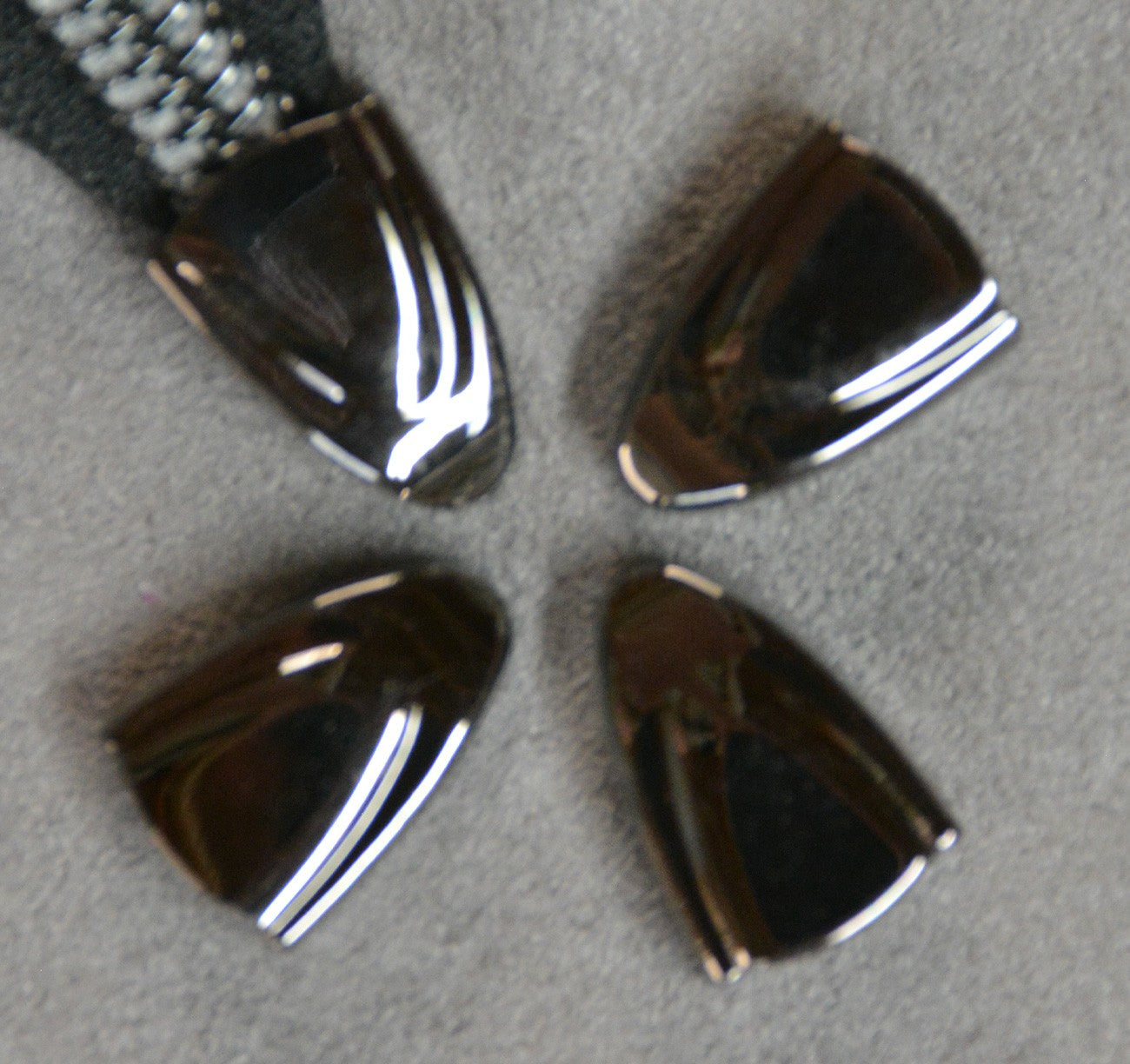 Gun Metal Zipper End Caps, Pack of 8