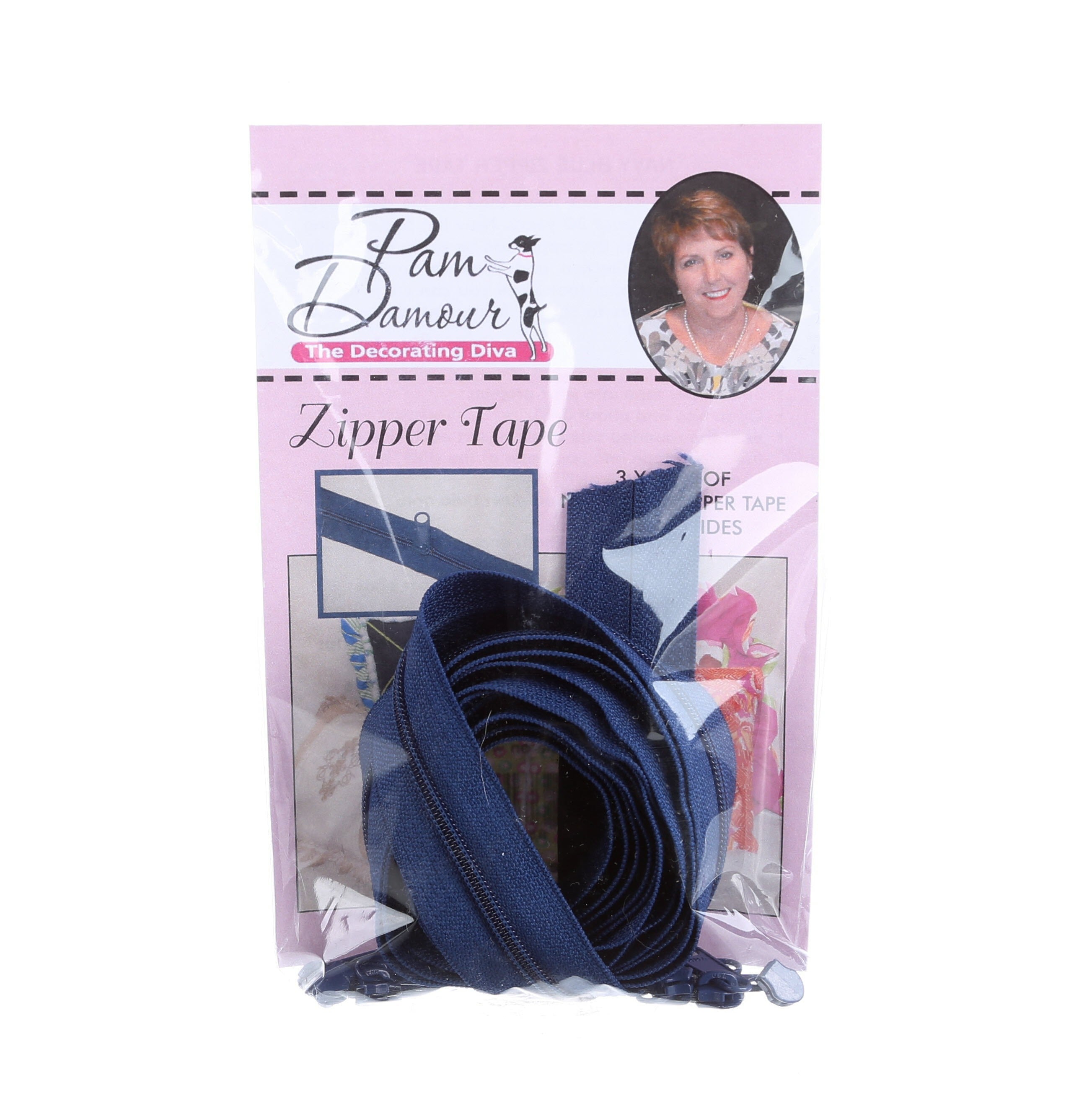 3 yards of Reversible Coil Zipper Tape with 8 Slides Navy