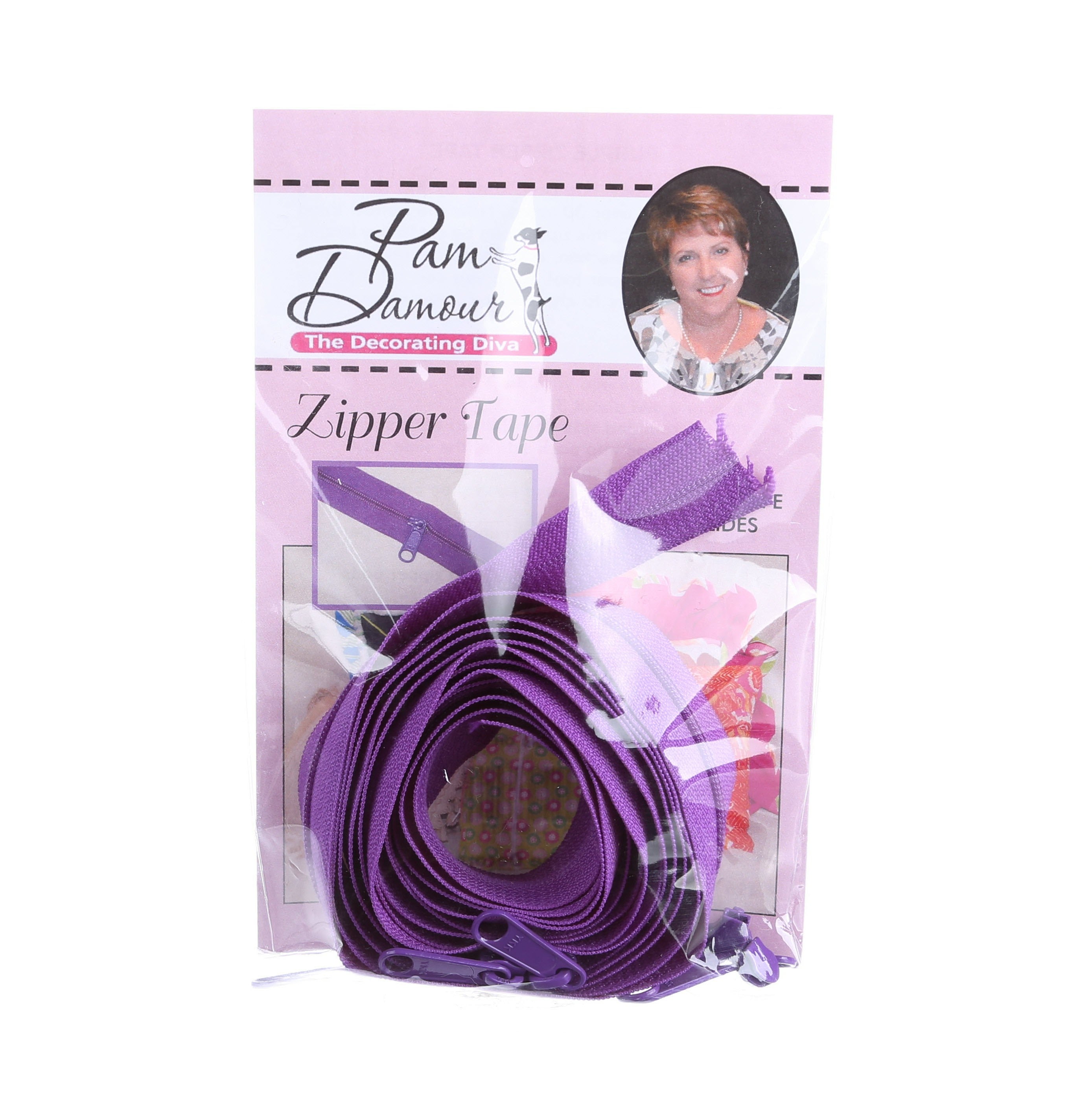 3 yards of Reversible Coil Zipper Tape with 8 Slides Purple