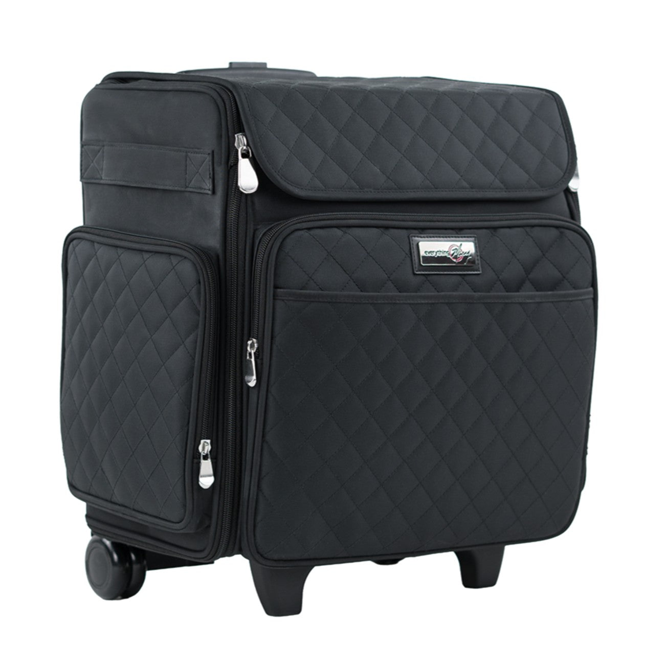 Classic Rolling Craft Tote Black Quilted