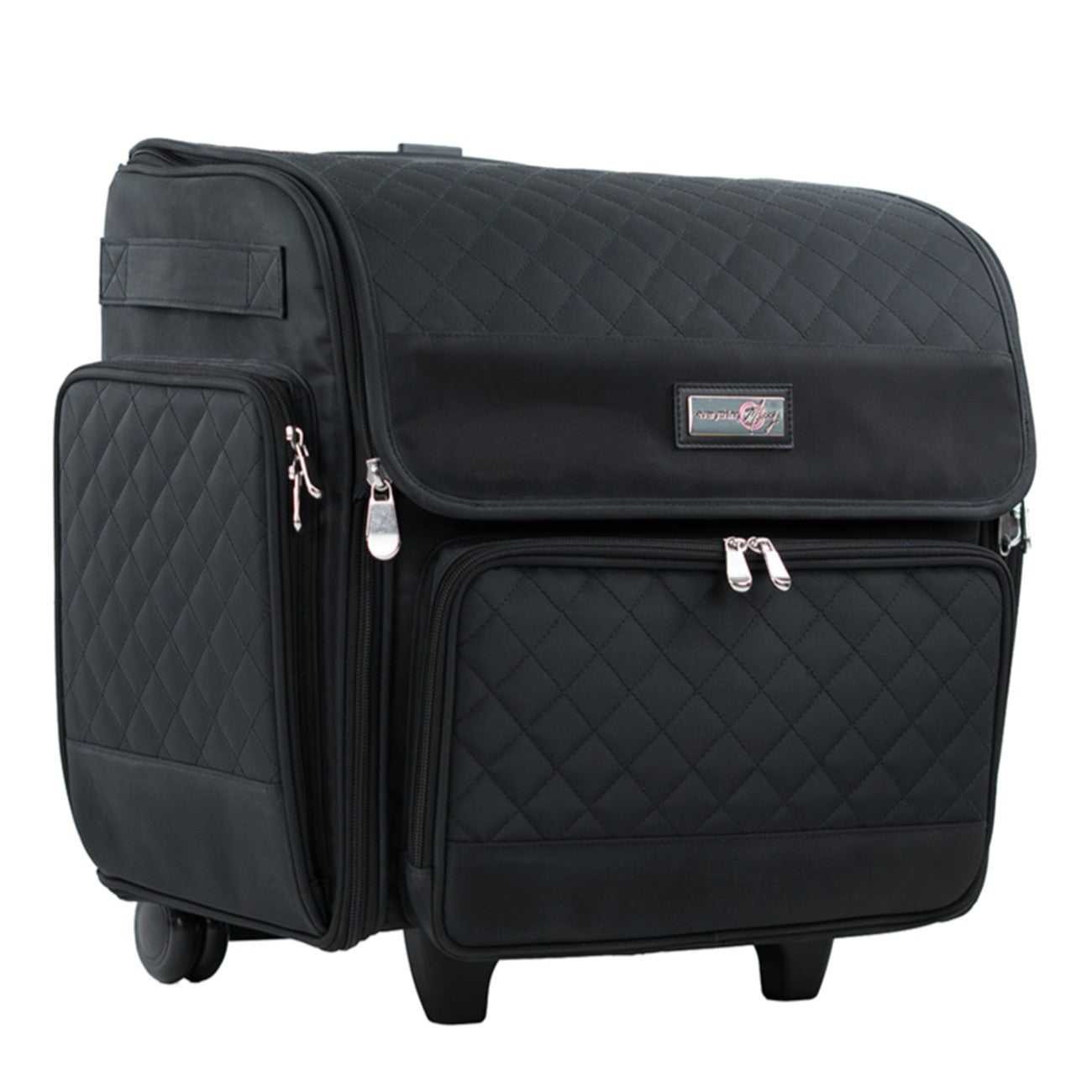 Deluxe Rolling Craft Tote Black Quilted