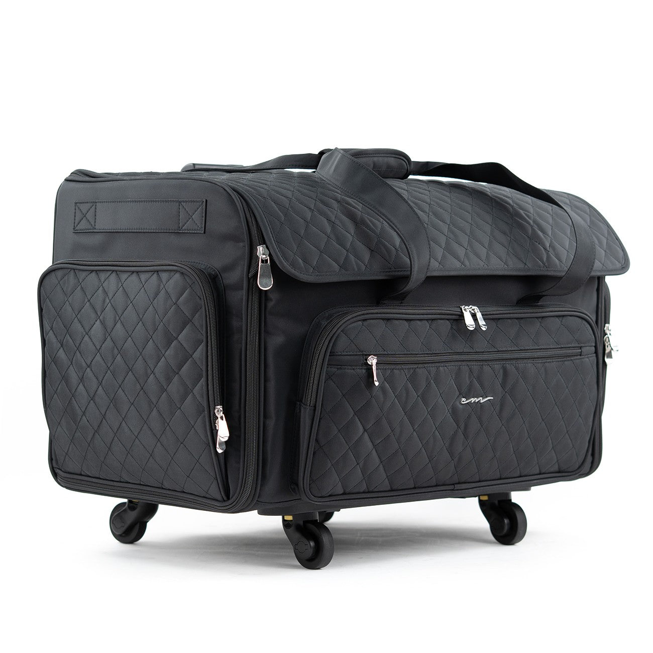 XXL Rolling Sewing Machine Tote Black Quilted