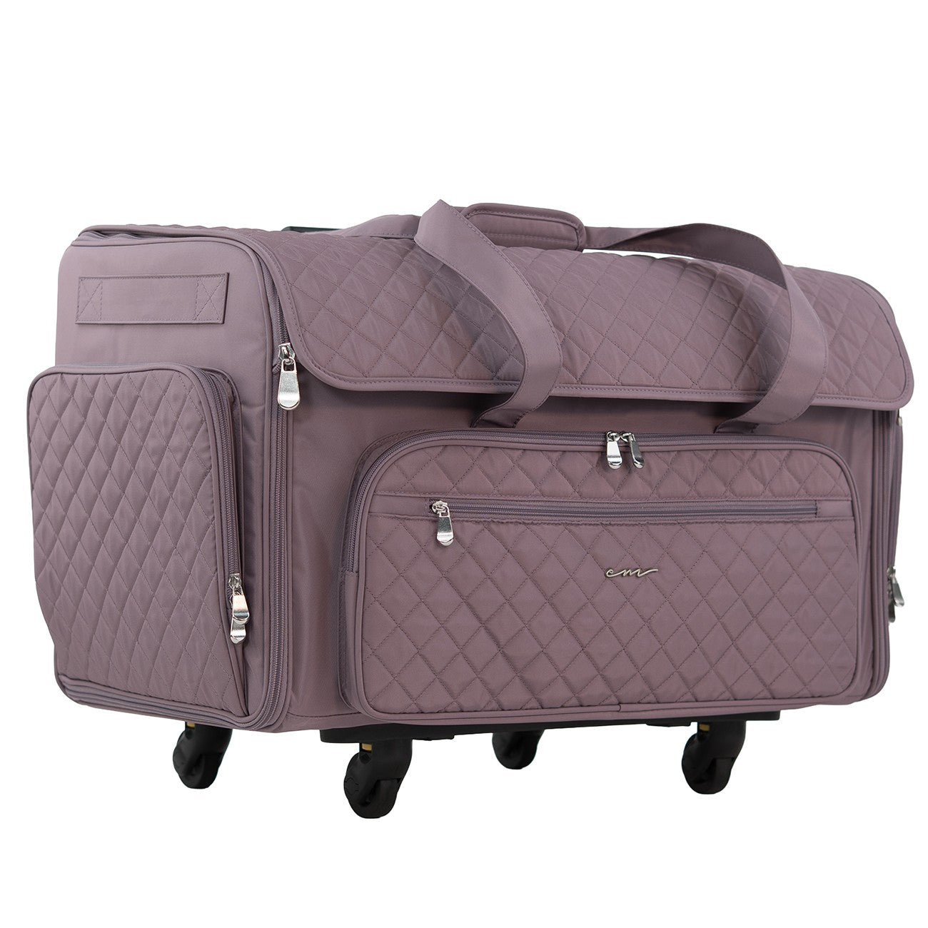 XXL Rolling Sewing Machine Tote Purple Quilted