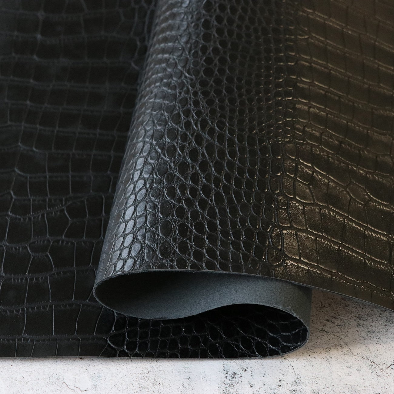 Black Faux Alligator Leather 5yds