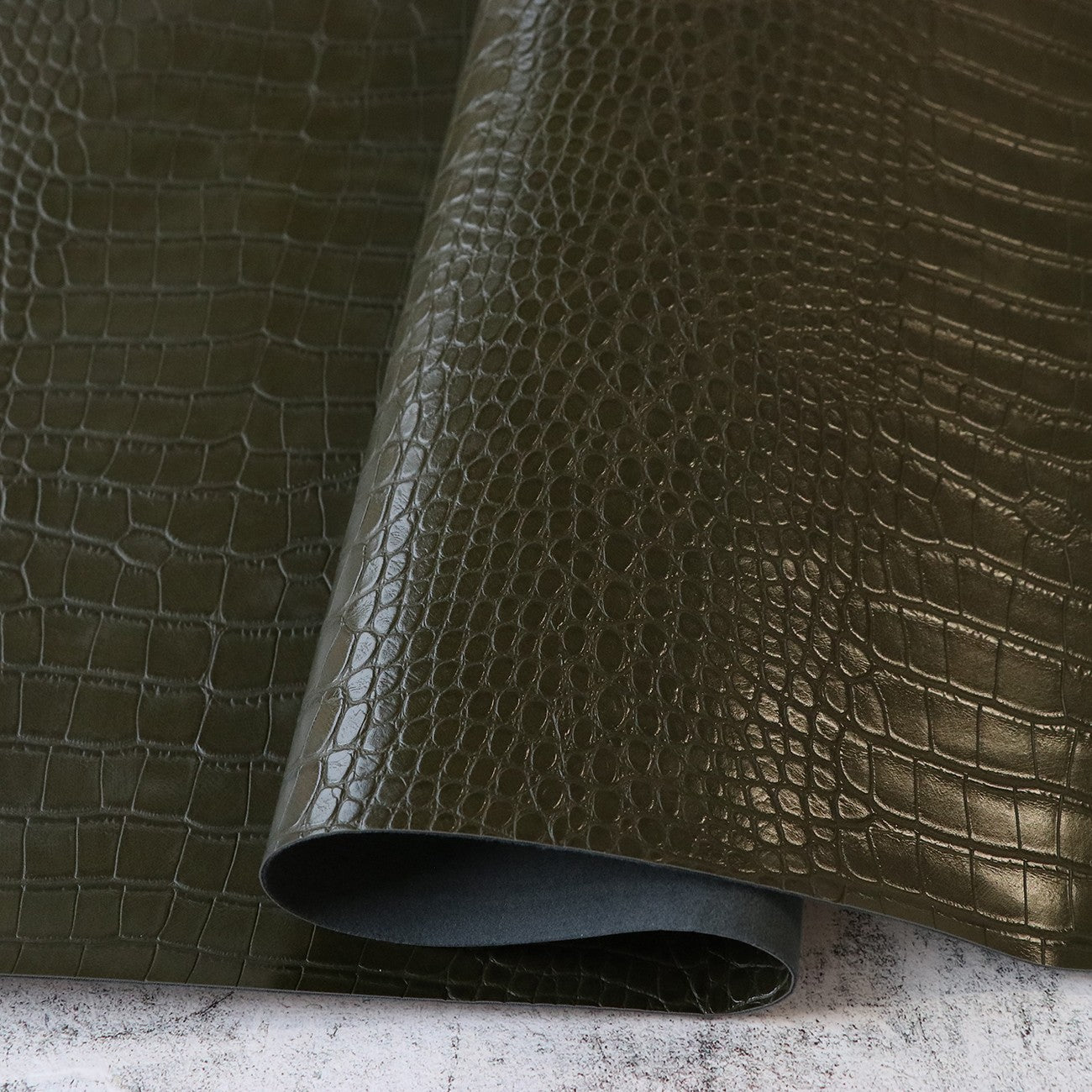 Moss Green Faux Alligator Leather 5yds