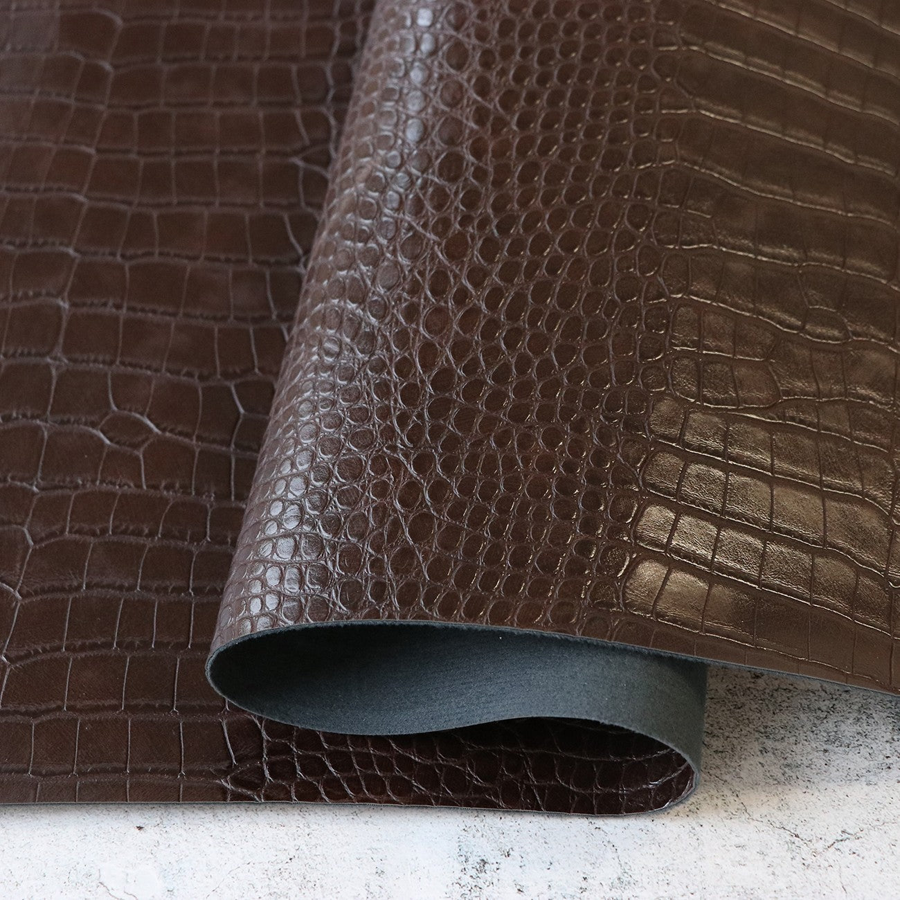 Woodland Brown Faux Alligator Leather 5yds