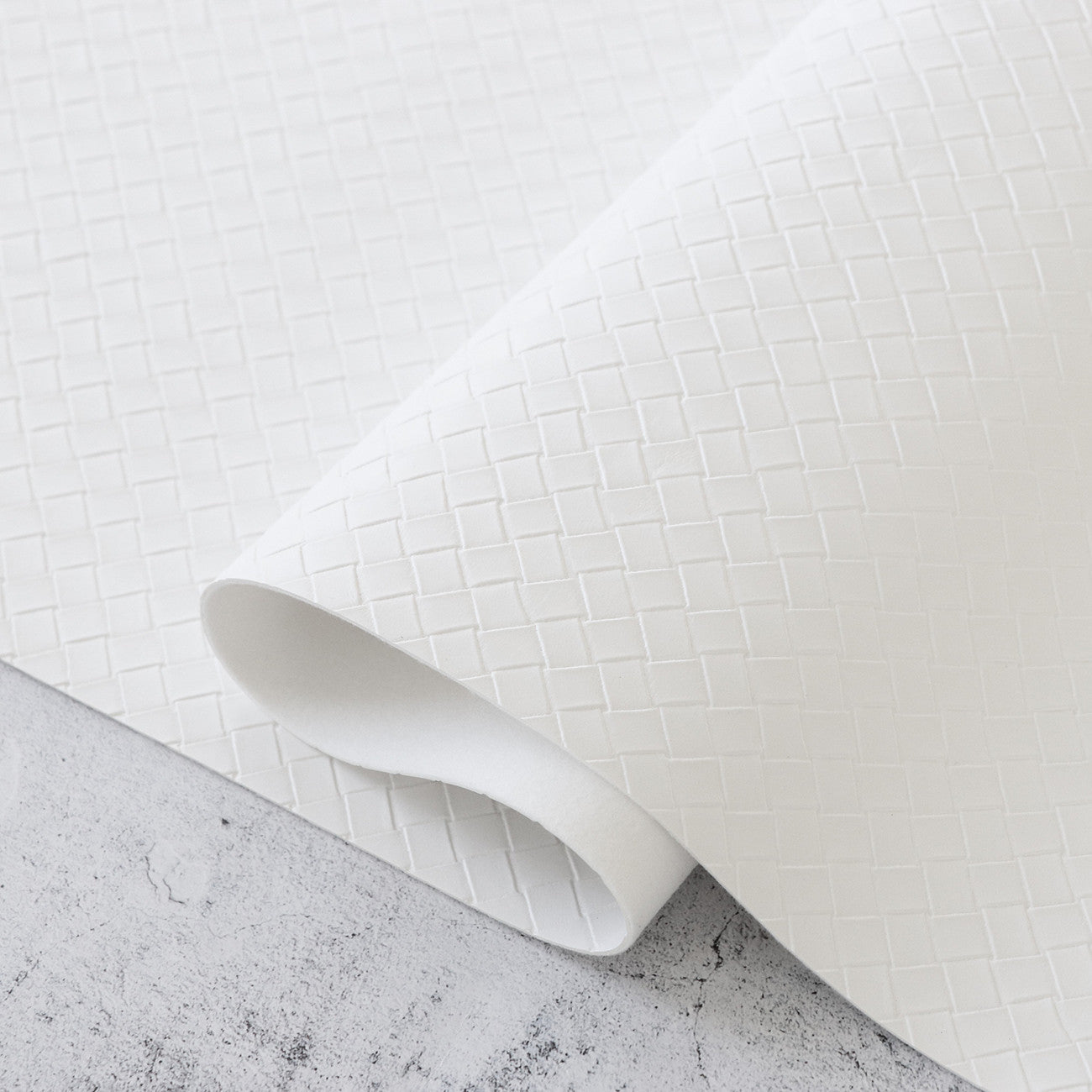 Simply White Basket Weave Faux Leather 5yds