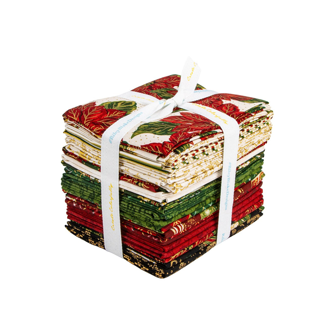 Poinsettias at Christmas Fat Quarter Bundle, 24 Pcs.