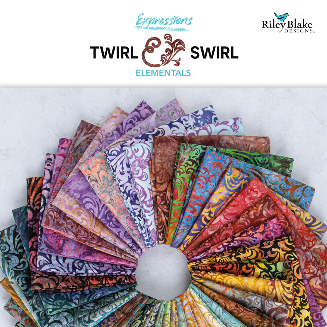 Batiks Elementals Twirl & Swirl Fat Quarter Bundle A, 9pcs