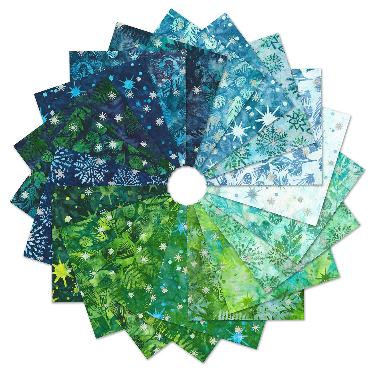 Fat Quarter Evergreen Ice, 20pcs/bundle