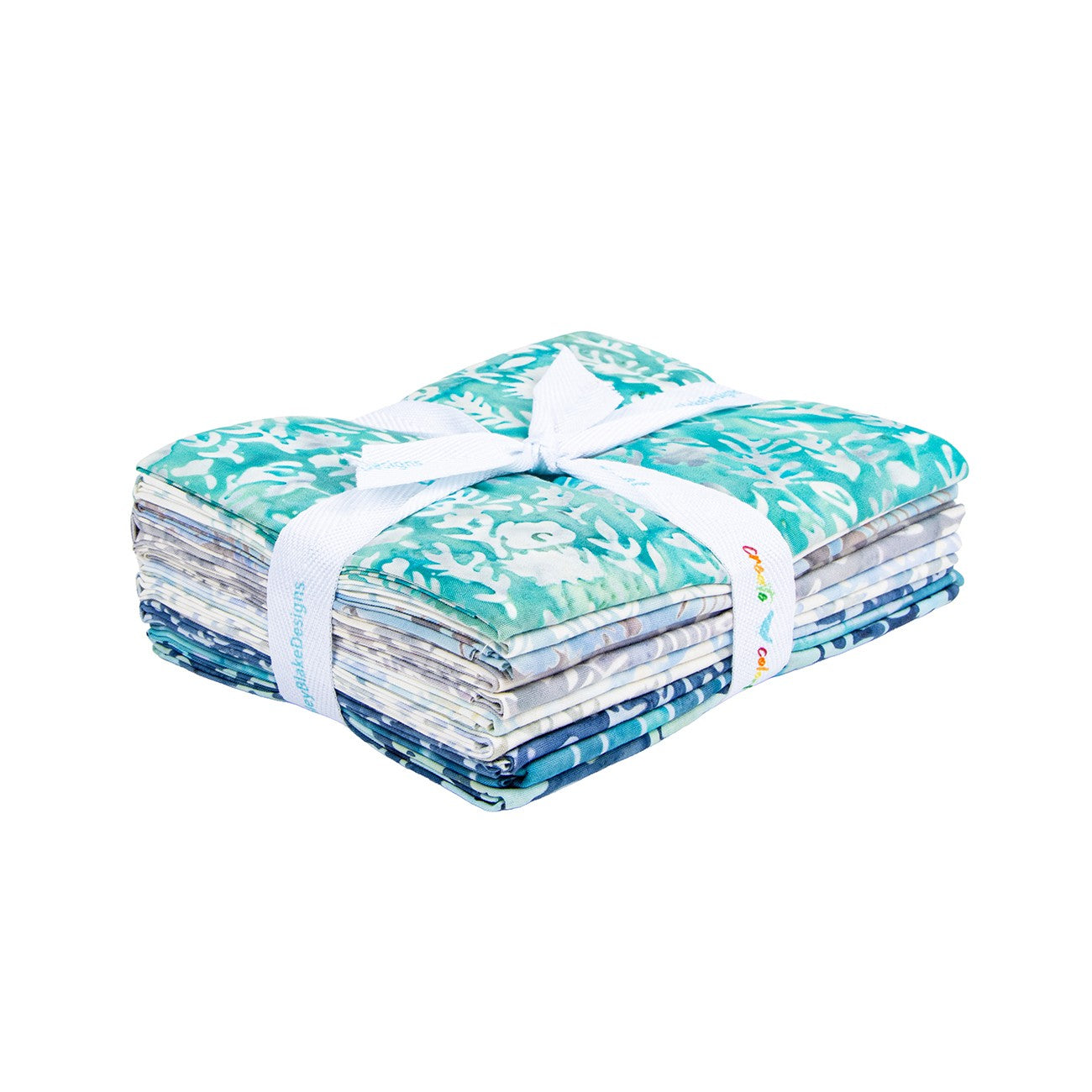 Batiks Floral Grid Seafoam Splash Fat Quarter Bundle A, 10 Pcs.