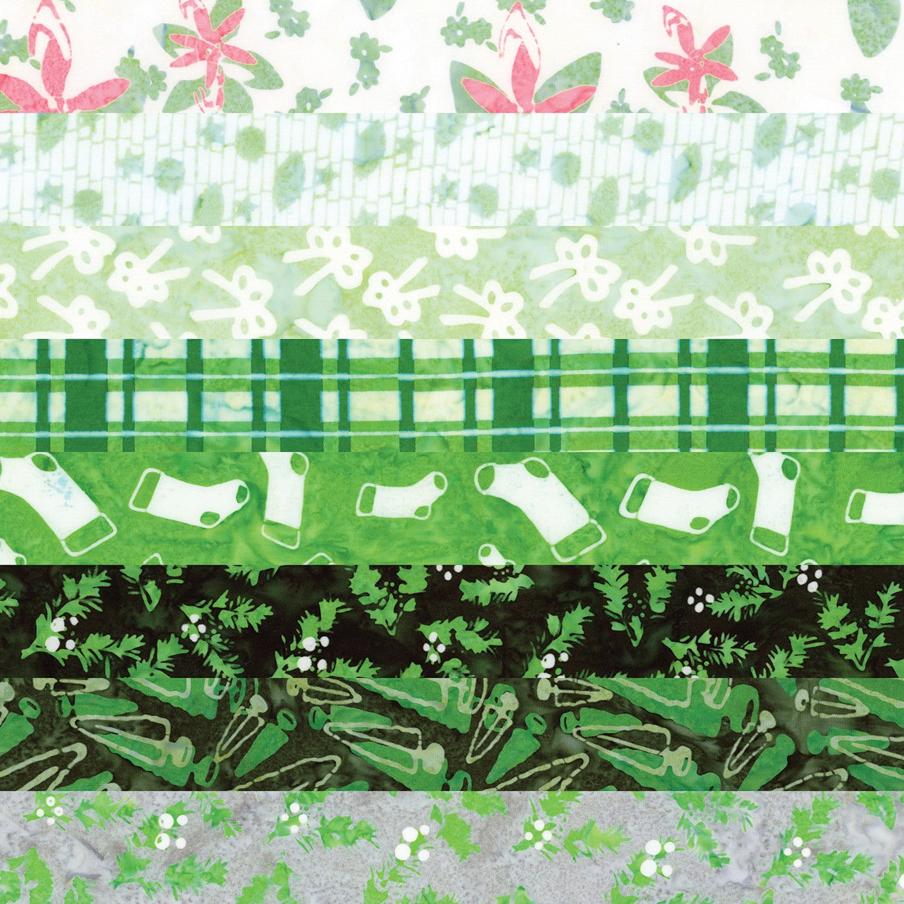 Batiks Holiday Happiness Garland Fat Quarter Bundle 8 Pcs.