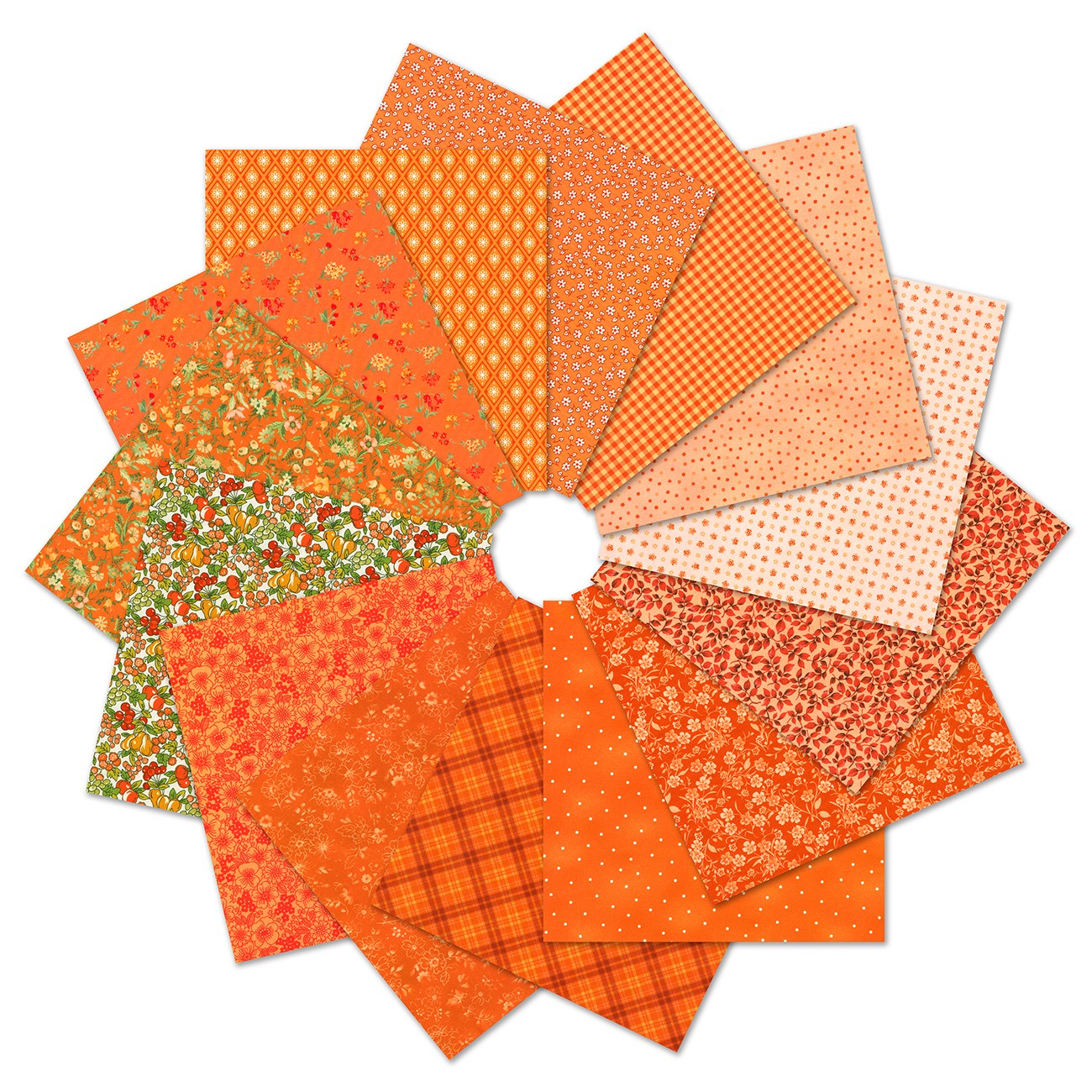Fat Quarter, Orange Colorstory, 14pcs/bundle
