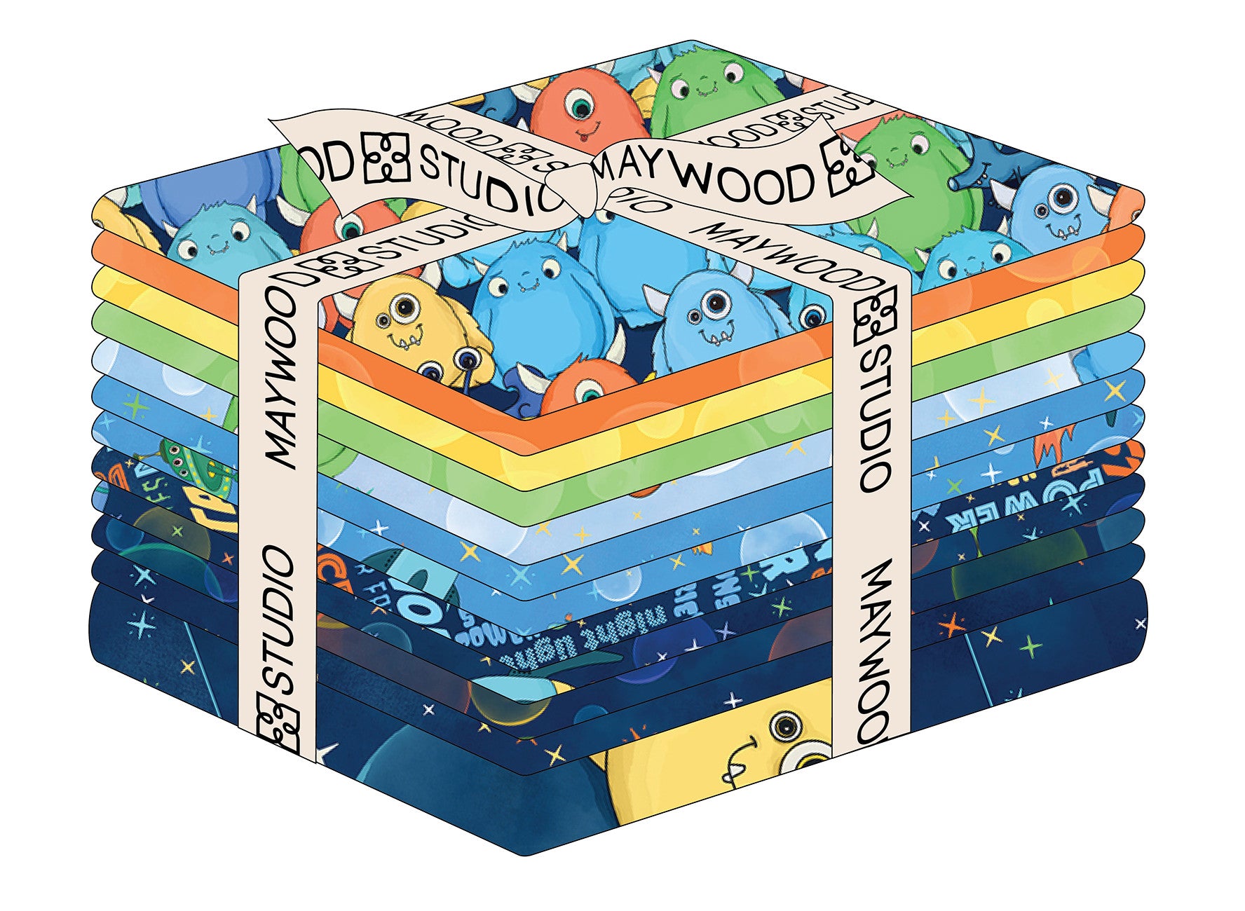 Fat Quarter Space Monsters, 12pcs/bundle