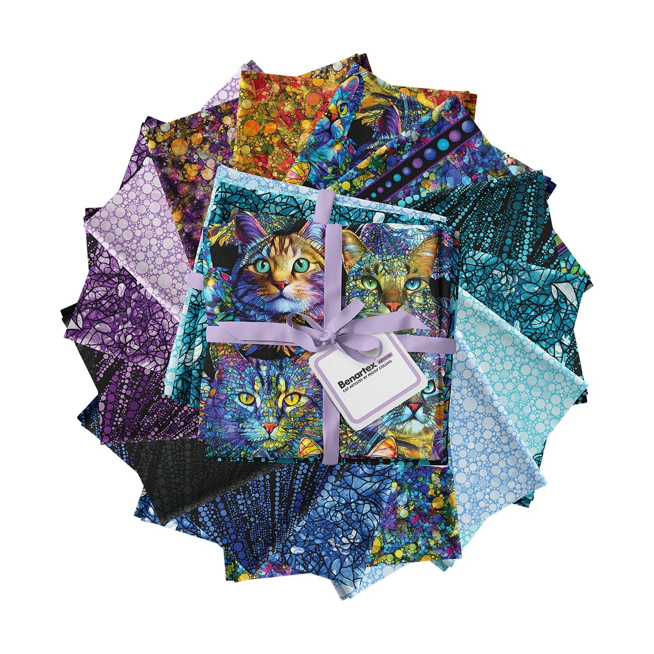 Fat Quarter Cat Artistry, 15pcs/bundle