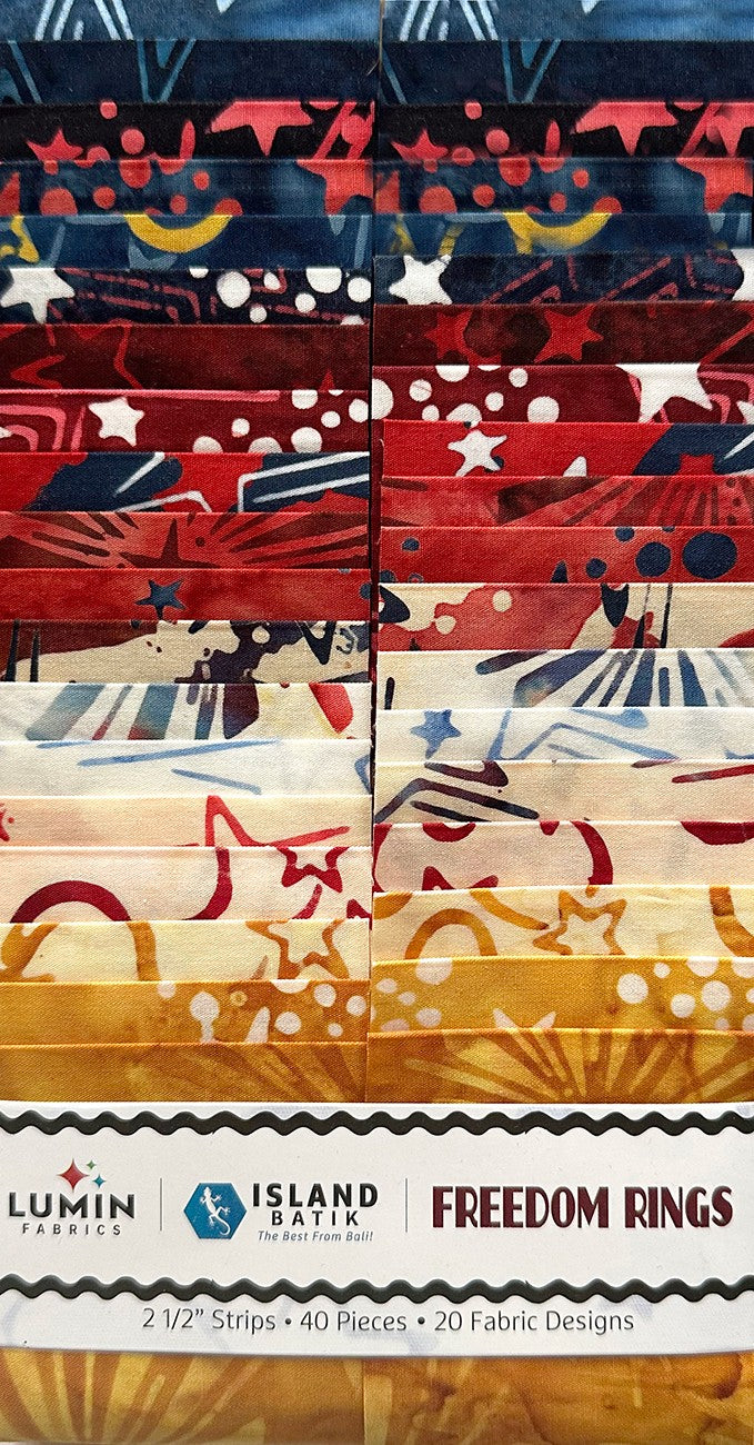 2.5in Strips Freedom Rings 40pcs 2 Pieces of Each Print