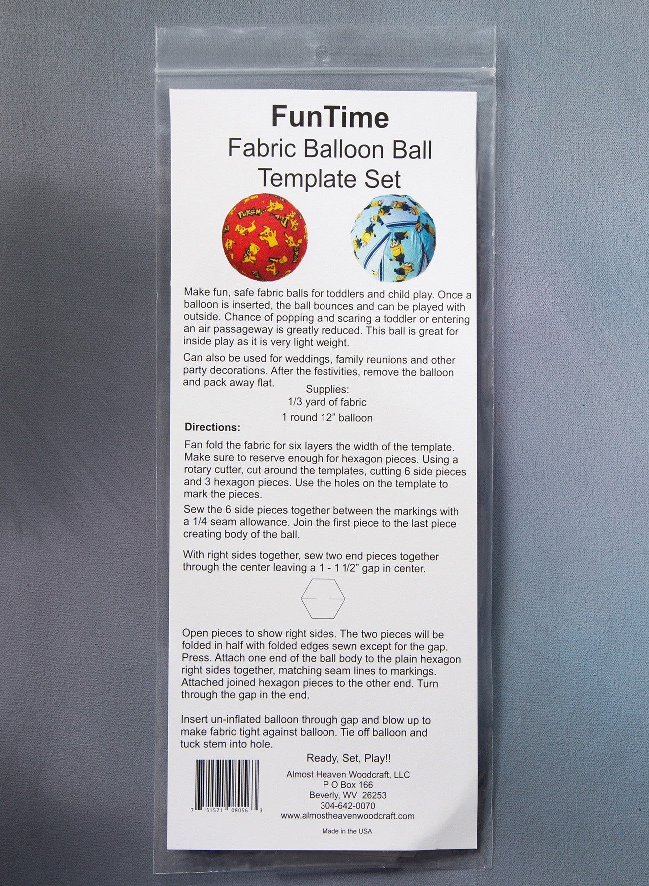 Fun Time 10in-Fabric Covered Balloon Ball Template Set