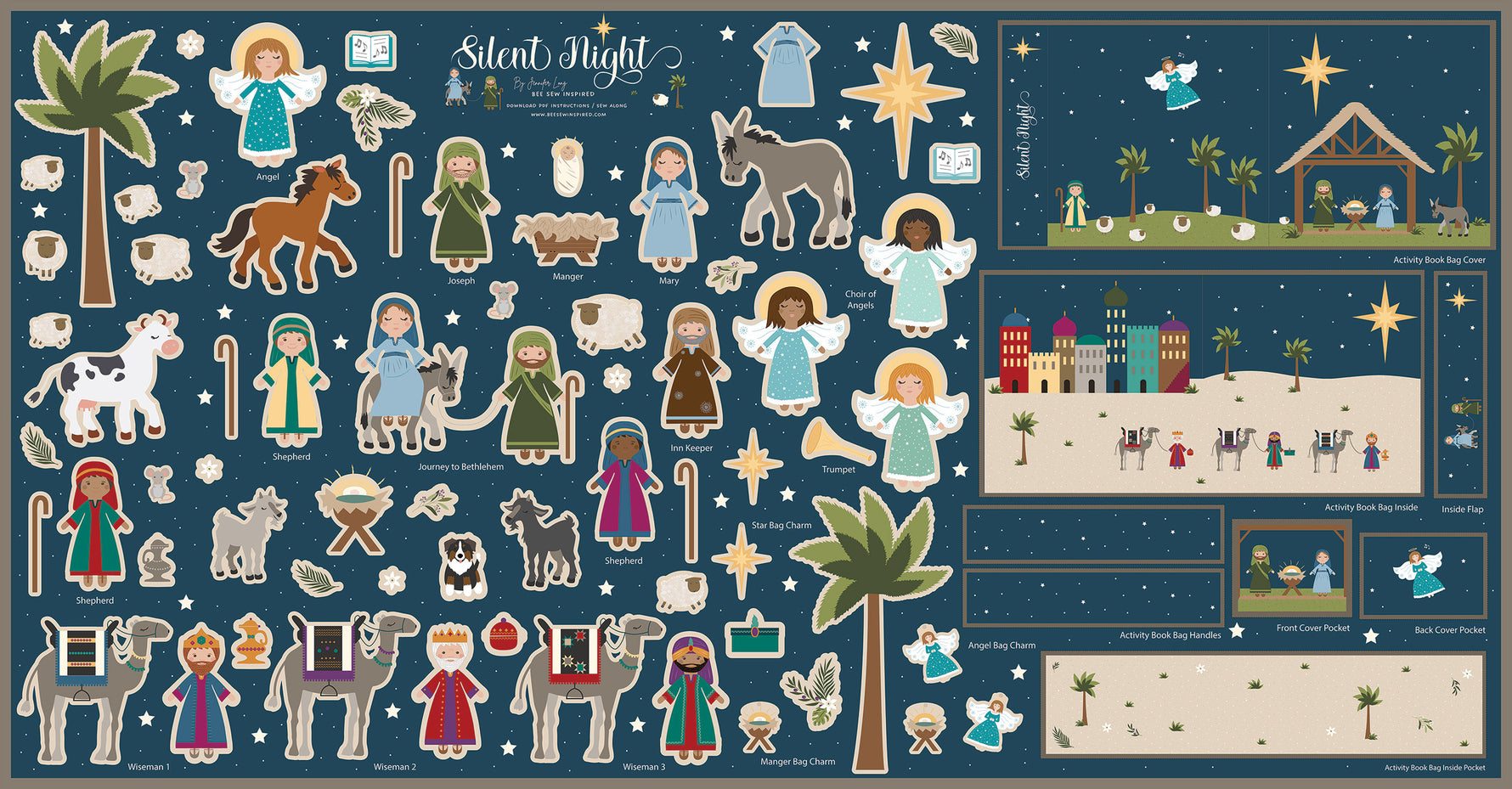Silent Night Felt Nativity Panel 36in