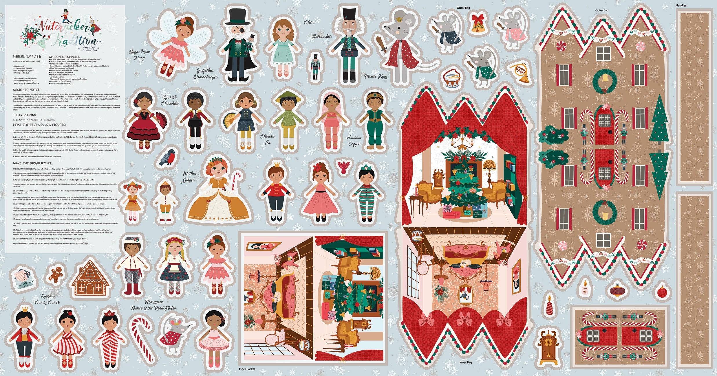 Nutcracker Tradition 36 1/2in x 69 1/2in Felt Panel