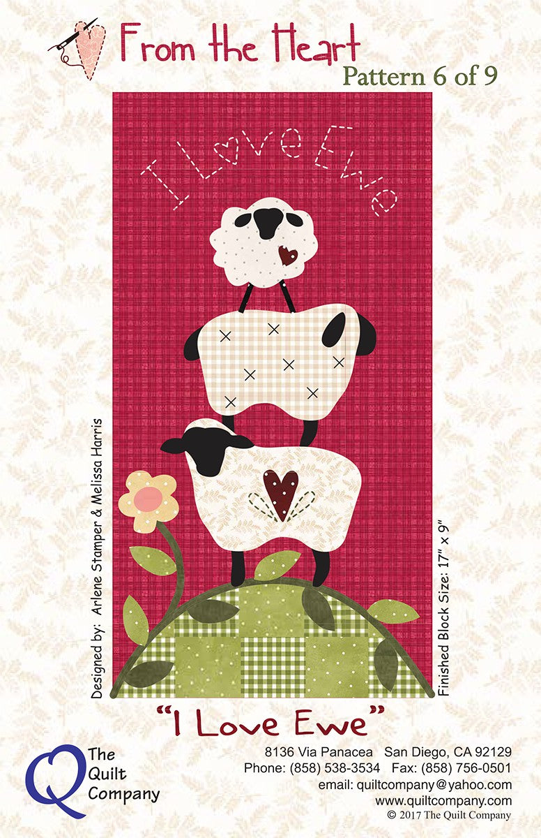 From The Heart I Love Ewe  Block 6 Block of the Month