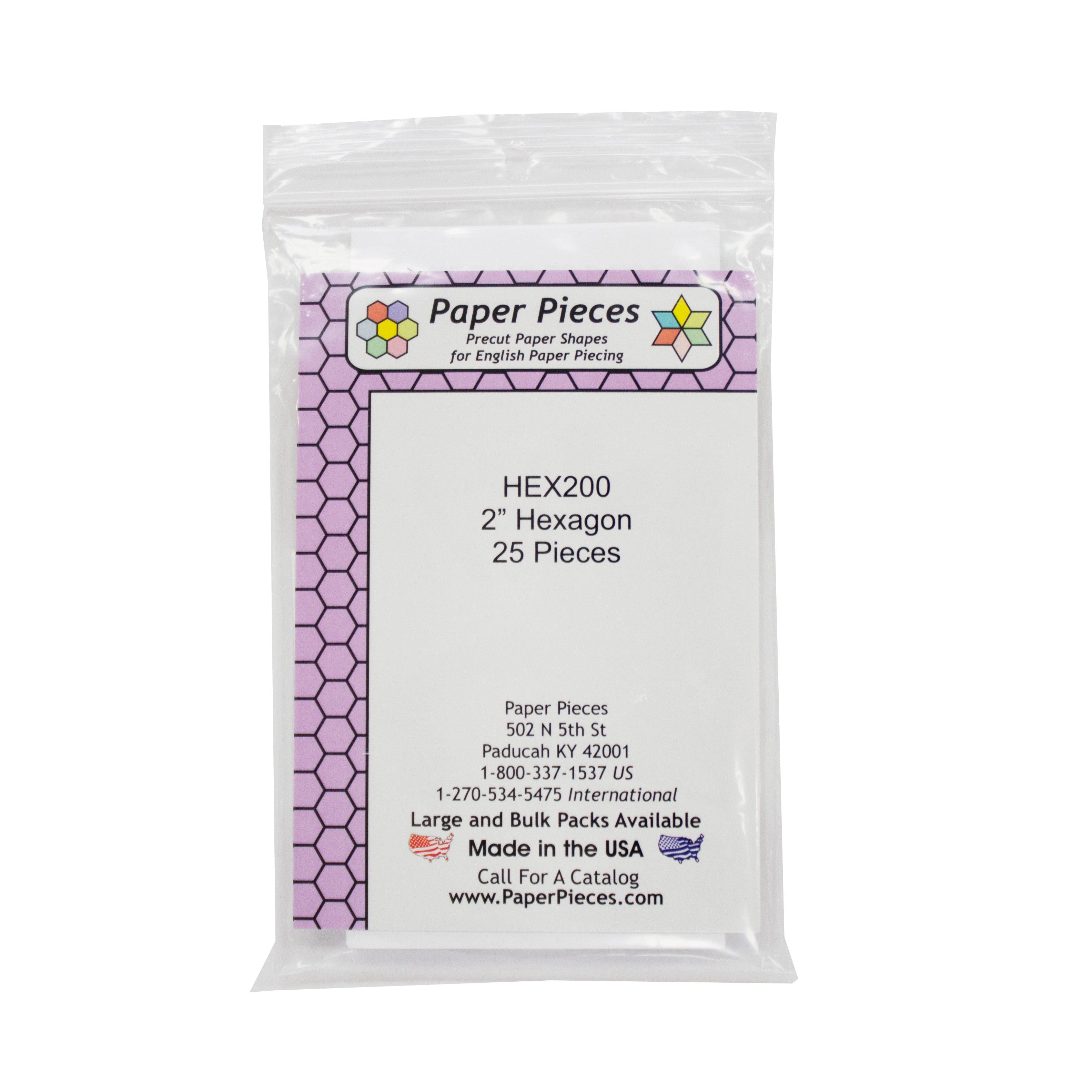 Paper Piece Hexagon Pack 2in 25pc