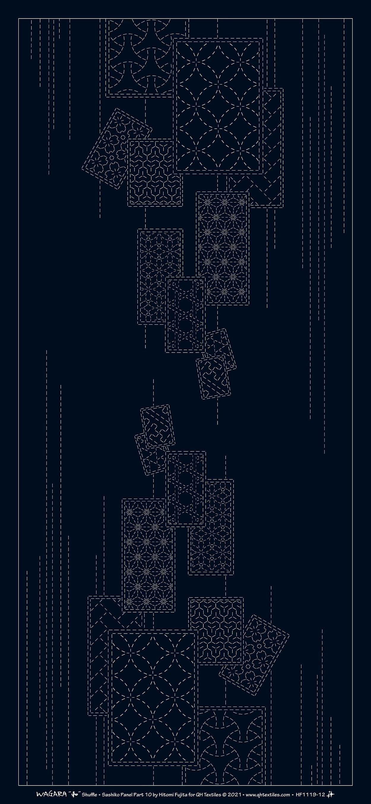 Wagara Sashiko Panel Part 10 Shuffle Navy