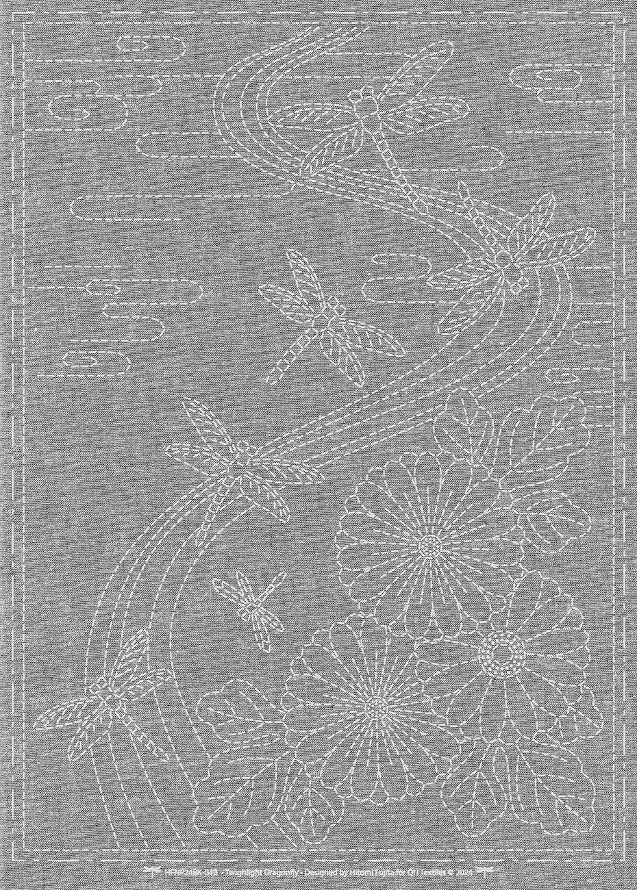 Sashiko Cloth Twilight Dragonfly Black