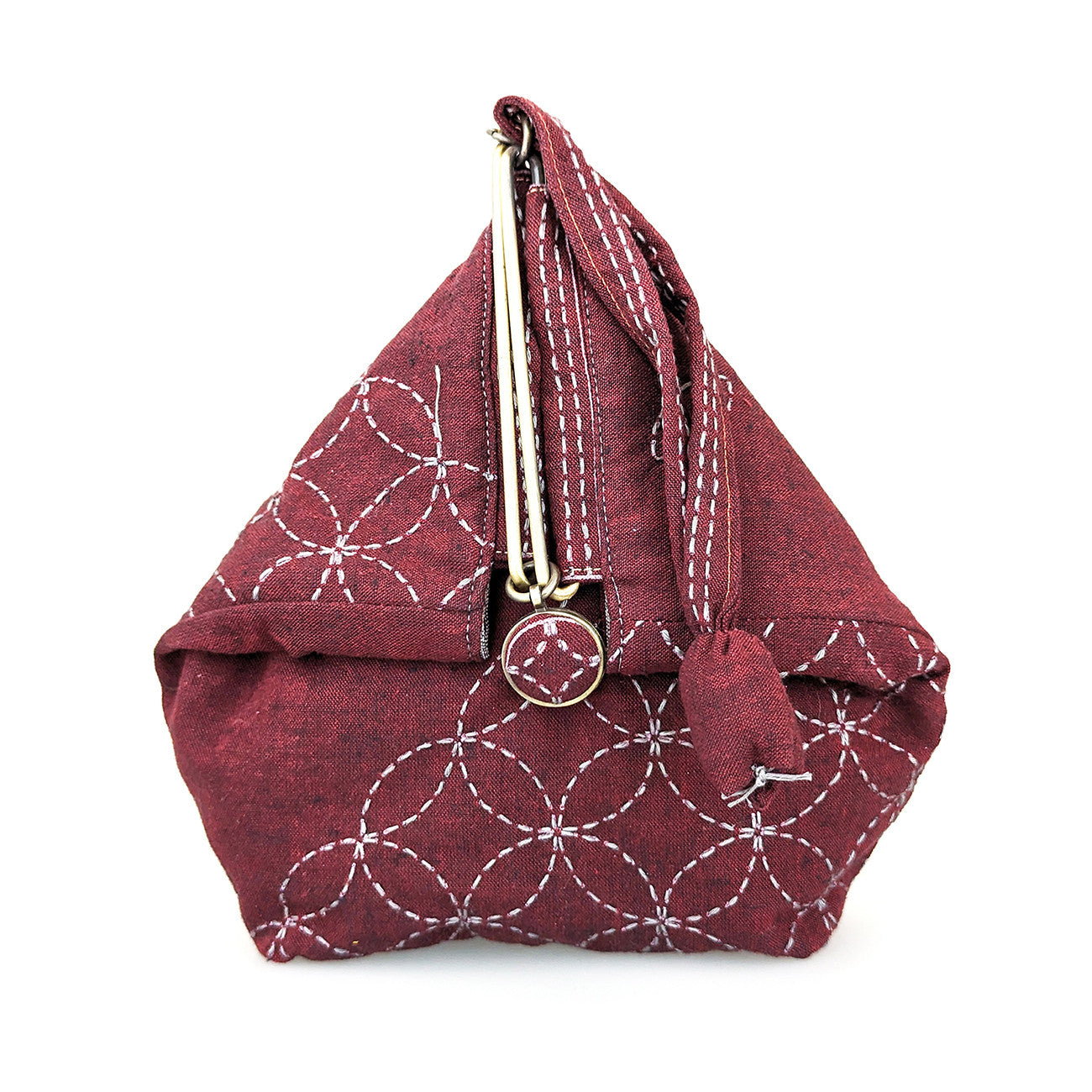 Sashiko Slide Clasp Purse Full Kit Burgundy